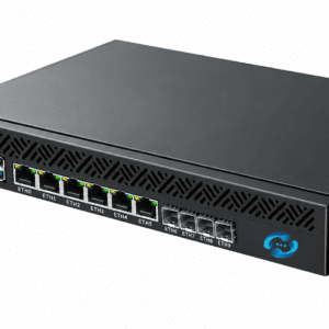 Centrala telefoniczna Paweł Matyja Rack 1U, widok przedni z portami LAN i SFP+.