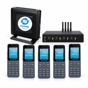 Centrala telefoniczna Asterisk z konfiguracją + bramka GSM Dinstar UC2000-VE + 5 × telefon Wi-Fi Grandstream WP826