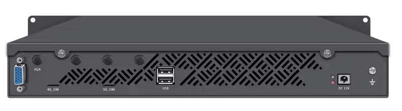 Tylny panel sprzętowej centrali VoIP Rack 1U.
